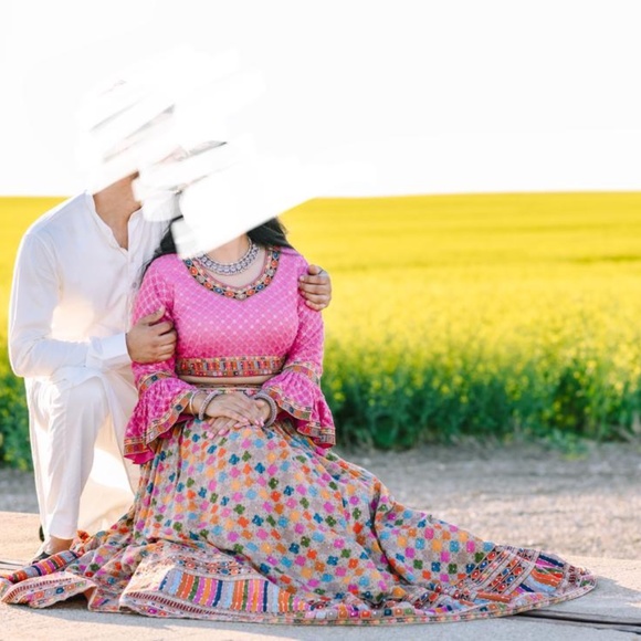 Multicolor pink lehenga - Picture 2 of 4